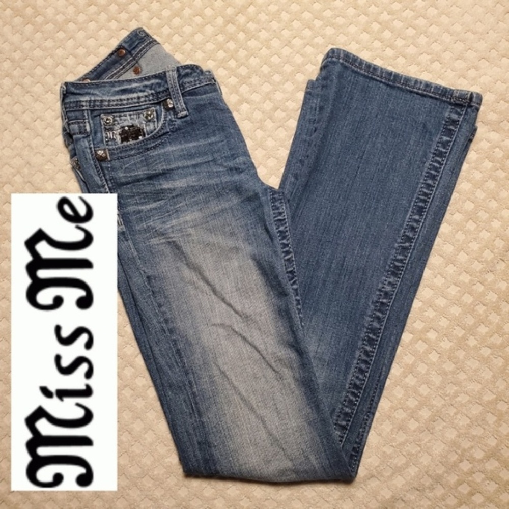 Miss Me rhinestone studded boot cut jean girls 14